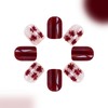 24Pcs Dark Red Press on Nails Short Square Fake Nails