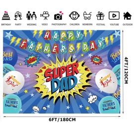 Alltten 6x4ft Fathers Day Backdrop Super Dad Backdrop Best Dad Ever Background F186