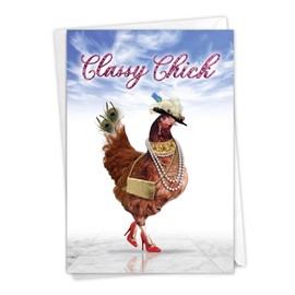 NobleWorks - 1 Funny Happy Birthday Notecard - Women's Humor Greeting Card with Envelope - Classy Chick C7230BDG
