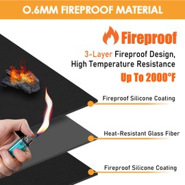 Amerbro Fireproof Heat Shield for Wall Behind Grill Protect Deck Fence from Grill Heat, Heat Shield Grill Mat, Stove Wall Protector Fridge, BBQ Grill Mat Accessories Compatible with Blackstone, 3'x8'