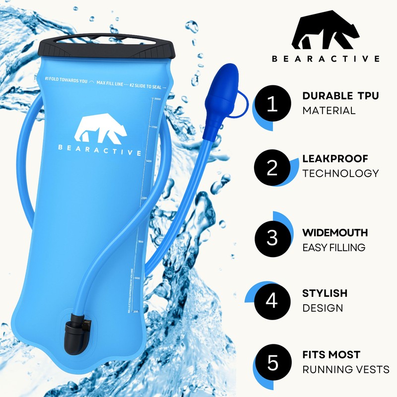 Bearactive Hydration Bladder, Water Bladder 2L for Running Backpack with
