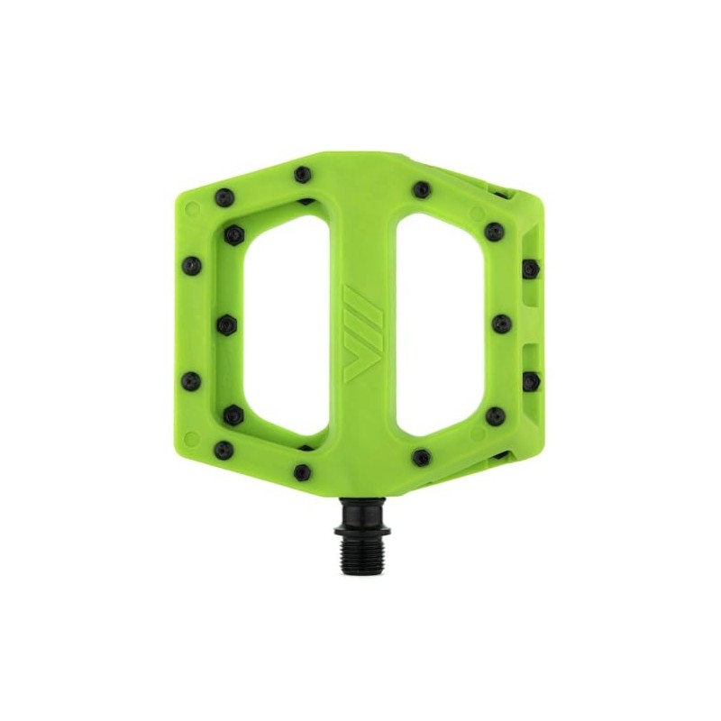 Dmr V11 Flat Mountain Bike Pedals - Green/Black, Steel Axle/Pair