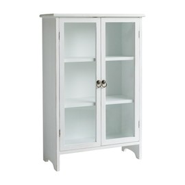 COLLECTIVE HOME - Storage Cabinet, 30" Organizer Cabinet, Solid Wood Bathroom Cabinet with 2 Door, Already Assembled, 20 x 8.5 x 30 Inch (White, Glass Door)