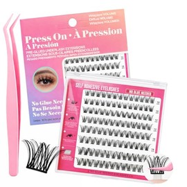 SASHA Pestañas Postizas Autoadhesivas Sin Pegamento, 104 Piezas Pestañas  Extensiones de Pestañas,Curvatura D,Longitud 10-16mm,Banda Adhesiva Negra...