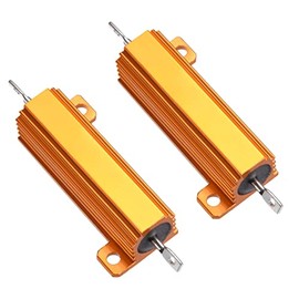 WEIJ 2Pcs RX24 50W 1 Ohm Aluminum Case Wirewound Load Current Limiting Resistors Gold Tone 50W 1RJ