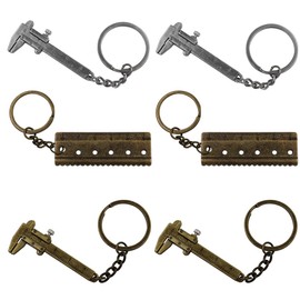 6 Pcs Mini Metal Vernier Caliper Portable Mini Key Chain Tool Useful Vernier Caliper Key Chain for Length Width Depth Inner Diameter Outer Diameter