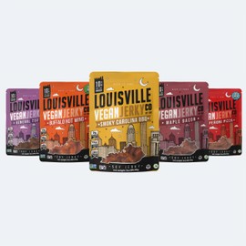 Louisville Vegan Jerky Co. Limited Variety Bundle Vegan Jerky 3 oz. 5 pack (Smoky Carolina BBQ, Buffalo Hot Wing, Maple Bacon, Smoked Black Pepper, General Tso)