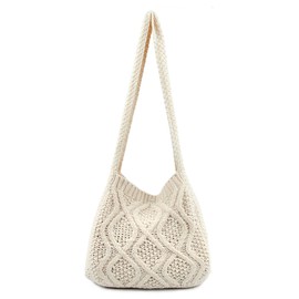 ENBEI Women's Shoulder Handbags Crochet Bags Shoulder Shopping Bag tote bag aesthetic canvas tote cute tote bags, White, 34*68CM