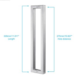 Togu TG-R3825 12 inches Solid Standoffs Heavy-Duty Commercial Grade-304 Stainless Steel Push Pull Door Handle/Barn Door Pull Handle/Glass Pulls, Full Brushed Stainless Steel Finish