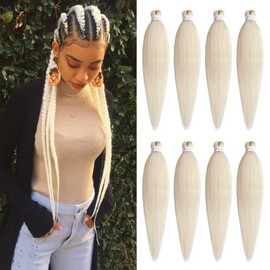 Xtrend 613# 613 Inch 8 Packs Pre Stretched Braiding Hair Blonde Braiding Hair Pre Stretched Yaki Texture Pre-Stretched Braids Hair Professional Synthetic Hair Extension Itch Free Hot Water Setting