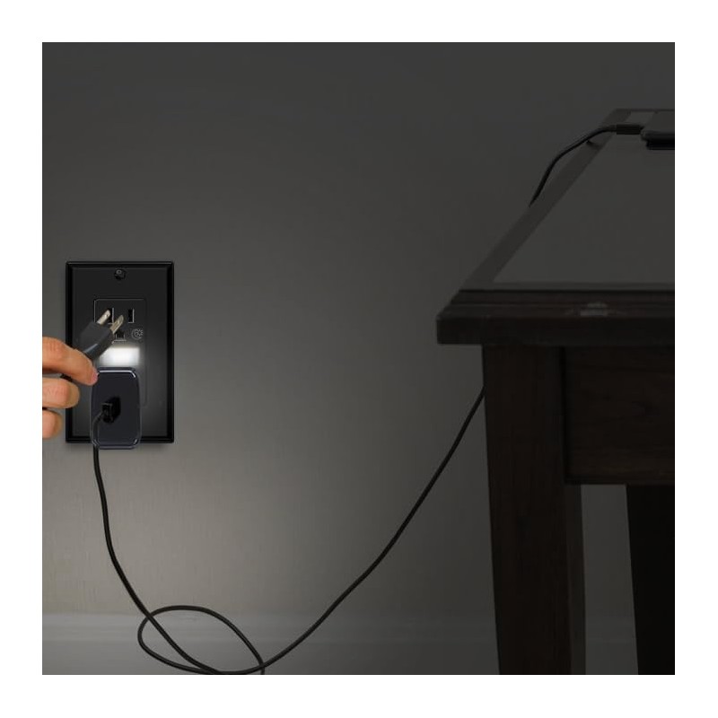 Black Wall Outlet Receptacle with Night Light,Electrical Receptacle Outlets,15A 125V,