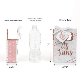 Itâs Twin Girls - Pink and Rose Gold Twins Baby Shower Favor Boxes - Set of 12
