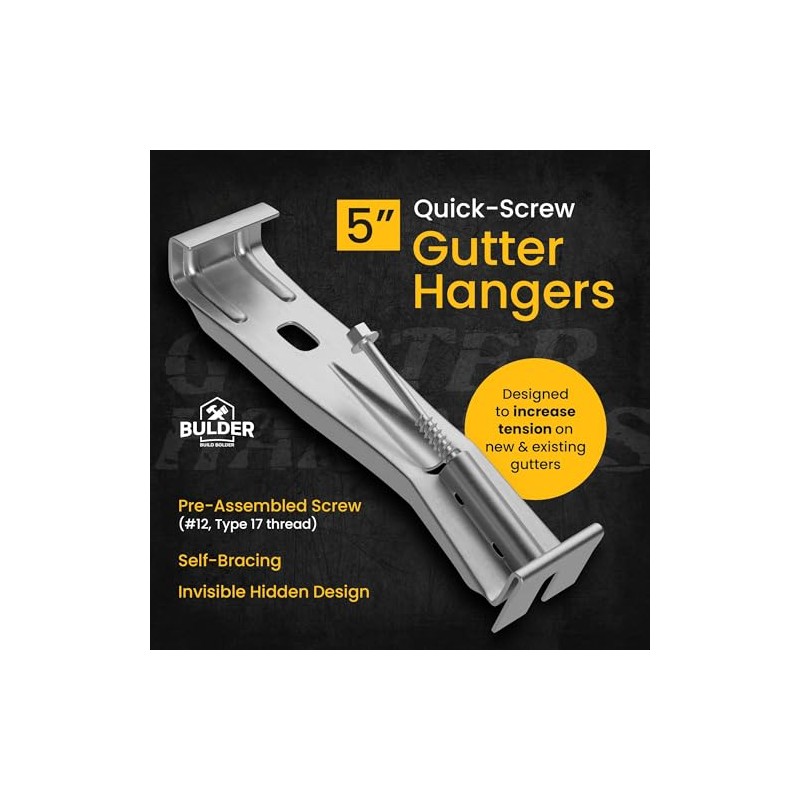Quick-Screw 5" Gutter Hangers - Heavy Duty Hidden Gutter Brackets