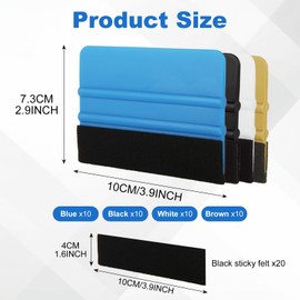 Acrux7 40 PCS Vinyl Squeegee with 20PCS Felt Fabric for Tint Film Decal Squeegee Application Tool Vinyl Wrap Installation Wallpaper (Mixed Colors)