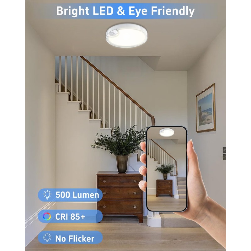 TOOWELL Rechargeable Motion Sensor Ceiling Light: Closet Lights Motion Sensored,