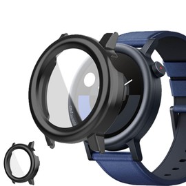 UIUIKA For CMF by Nothing Watch Pro 2 カバー CMF Watch Pro 2 保護ケース 強化ガラスフィルム&PCフレーム 落下防止 衝撃吸収 スクラッチ防止 防塵防水 指紋防止 軽量薄型設計（ブラック)