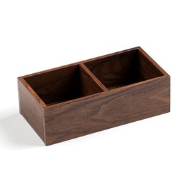 WAIT FLY Wooden Sugar Packet Holder Tea Bag Organizer 2 Chamber Sugar Caddy Dispenser for Kitchen-Dark Brown