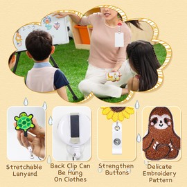 7 Patterns Cute Retractable Badge Reel Holder, Retractable ID Card Holder, Badge Holder with Belt Clip, Easy-to-Pull Badge for Nurse Office School (7 Patterns)