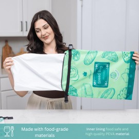 Bread Bags for Homemade & Sourdough Bread Loaf, 2 Pack Reusable Bread Bags, Freezer Safe, Breathable Fabric, Zip & Clip Locking