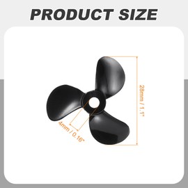 sourcing map 2Set RC Boat Propeller, 3 Blades Propellers 4mm Hole Dia 28mm OD CW Clockwise Rotating Drill Propeller for RC Boat Hobbies, DIY Ship Model, Black