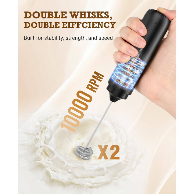 SIMPLETASTE Milk Frother Handheld Electric Foam Maker, Drink Mixer with
