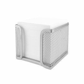 D.RECT - Note Box | Made of Mesh | Solid Metal | For the Modern Workplace | Silver - 95 x 95 x 80 mm