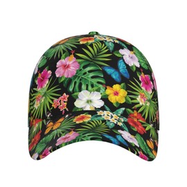 Hawaiian Flower Floral Baseball Cap Adjustable Snapback Baseball Hat Breathable Trucker Sport Hats for Women Men