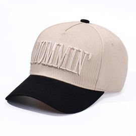 Vintage Two-Tone Trucker Hat Adjustable Baseball Cap with Mommin Embroidery Ponytail Fit Unisex Outdoor Casual Headwear(Black-White)