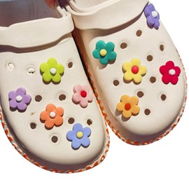 Flower Shoe Charms for Girls and Women Set of 10 Daisy Peach Blossom Floral Cartoon Shoe Charms Pack Cool Trendy Shoe Decoration Accessories