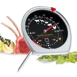 Küchenprofi Roasting / Oven Thermometer, Combination Thermometer Oven/Cooking Temperature at the Same Time, Cooking Temperature Display for Different Meats, Measuring Probe 11.5 cm, Stainless Steel