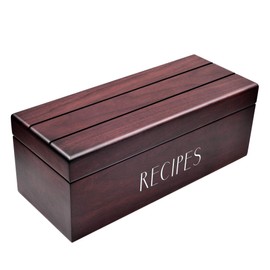 Apace Living Large Walnut Recipe Box with Cards and Dividers by Apace - Vintage Style Wood 4x6 Recipe Holder Card Box - Exclusively from the Premier Collection - XL Size Fits up to 600 Cards