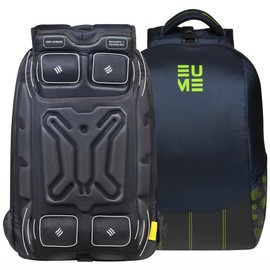 EUME- Wave 26 LTR Anti-Stress in-Built Massager Laptop Backpack with 2 USB Port (Navy Blue and Pear Green)
