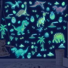 Dinosaur Luminous Sticker Glow in The Dark Wall Stickers Dinosaur Wall Decor Dinosaurs Decal Dinosaur Wall Decals for Boys Kids Girls Room Animal Luminous Stickers for Children’s Room Nursery Blue