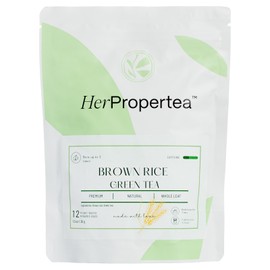Her Propertea Brown Rice Green Tea (Genmaicha) - Caffeinated, Natural, Premium Green Tea With Brown Rice, 12 Plant Based Pyramid Tea Bags (1.3 OZ)