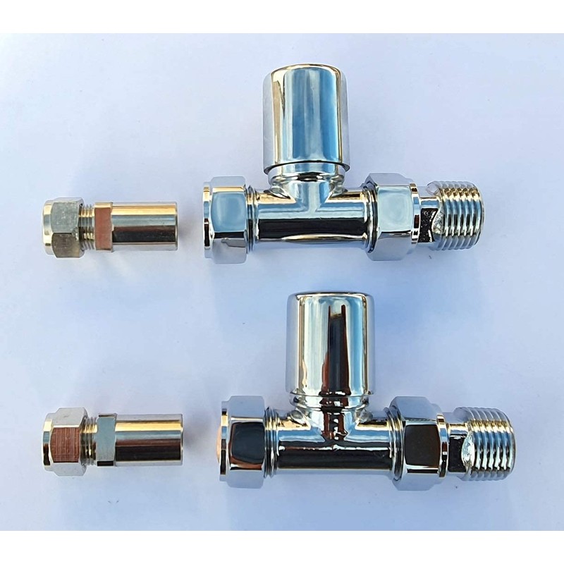 Manissa Milano Straight Chrome 10mm Towel Rail Valves 10mm Radiator