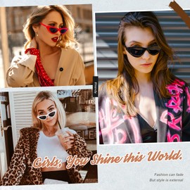 GQUEEN GQS8 Clout Glasses, Vintage Cat Eye Sunglasses, Fashionable Style, UV Protection, Kurt Cobain Lenses - Vintage red grey