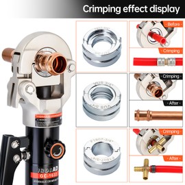 IBOSAD Hydraulic Copper Pipe Tube Fittings Crimping Tool with1/2,3/4,1" Dies for Copper Pipe and F877 Stainless PEX Press Sleeves,3/8",1/2",5/8",3/4",1" Dies for ASTM F1807 Pex Pipe Copper Ring