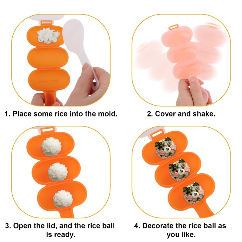 7pcs Rice Ball Mold Kit, Musubi Maker Set Shake Rice
