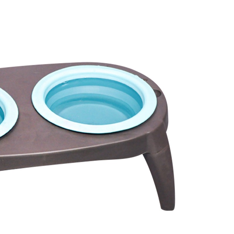Foldable Silicone Double Bowl Lightweight Slip Resistant Double Traveling Dog
