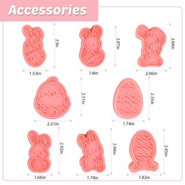 Ausstechformen Ostern, 8 Stück Hasen Ausstecher Ostern, 3D Plätzchen Ausstecher Kinder, Osterausstecher Osterei, Keksausstecher Osterhase, DIY Ausstechform Ostern Backen Küche Zubehör (A)