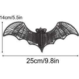 Hanging Halloween Bats Decorations, Black Woven Rattan Bat Ornament 9.8-Inch Wide, Outdoor & Indoor Decor for Porch, Tree, Yard, Lawn, Rustic Farmhouse, Horror Party Supplies