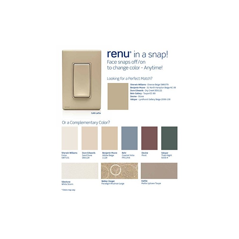 Leviton Renu Dimmer Switch Companion for Multi-Location Dimming, RE00R-CA, Café