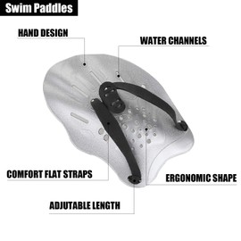 Gasher Contoured Swim Hand Paddles Swimming Training Paddles with Adjustable Straps Swimming Fins White