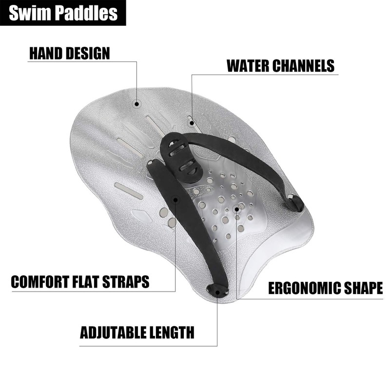 Gasher Contoured Swim Hand Paddles Swimming Training Paddles with Adjustable