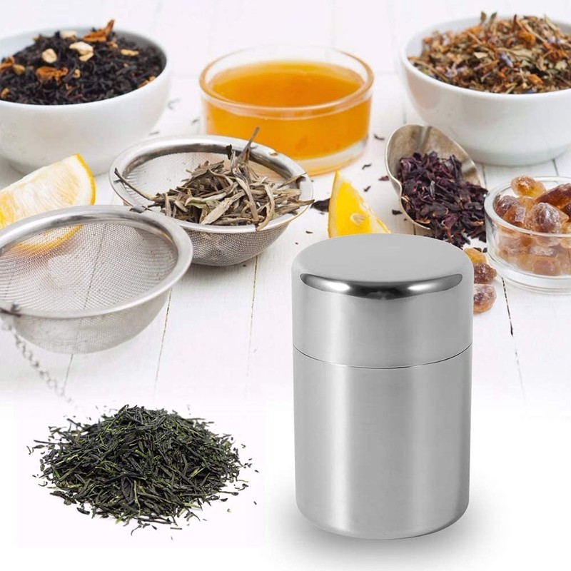450ml Stainless Steel Tea Tin Canister, Sealed Double Lid Stainless