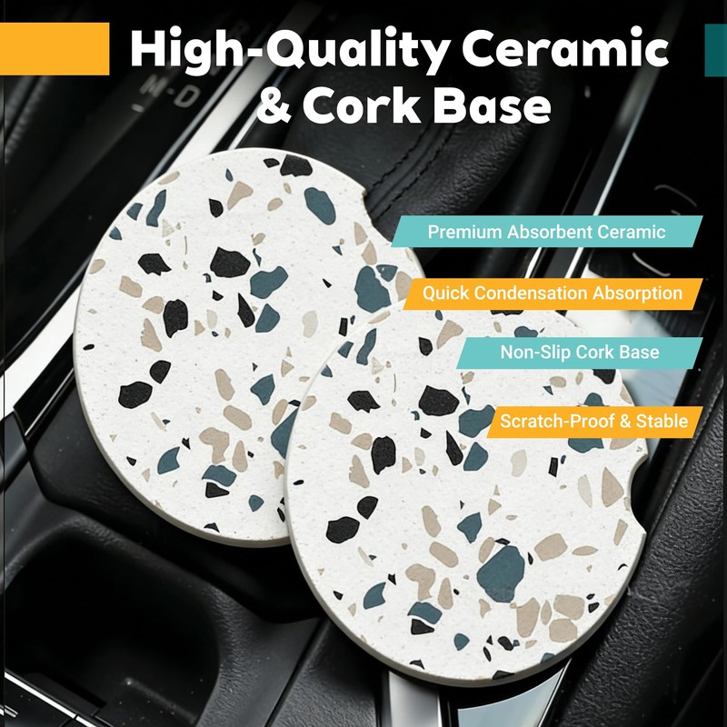 2-Piece Set of Car Coasters (Sunflower)