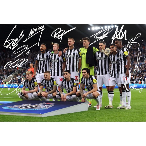 RJR PRINTS Newcastle United Team Line Up v PSGA Champions League Team Multi Signed 12x8 Inch Photo Print Pre Printed Signature Autograph Football Gift