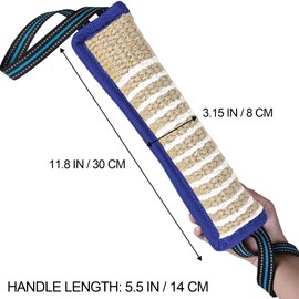 ToLanbbt Dog Tug Toy Bite Jute Pillow Pull Toy with 2 Strong Handles Perfect for Tug of War, Puppy Interactive Play, Tear Resistant Bite Training for Small Medium Large Dogs (Blue-Bright Line)