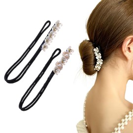 CALLYSONIC Pack of 2 Bun Maker, Magic Hair Bun, Bun Pillow, Pearl Flowers Hair Bun Maker, Braiding Aid Hair, Hair Accessories for Women, Bun Aid, Hairstyles Accessories for Children Girls Women