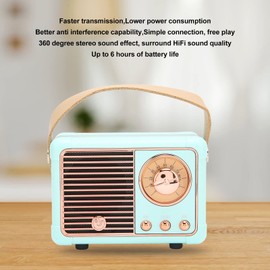 Retro Speaker, Stereo Portable Vintage Speaker, HiFi Grade Sound Speaker with HiFi Chip, Fast Transmission Low Power Consumption 360 Degree Stereo Sound Effect for Home (Blue)